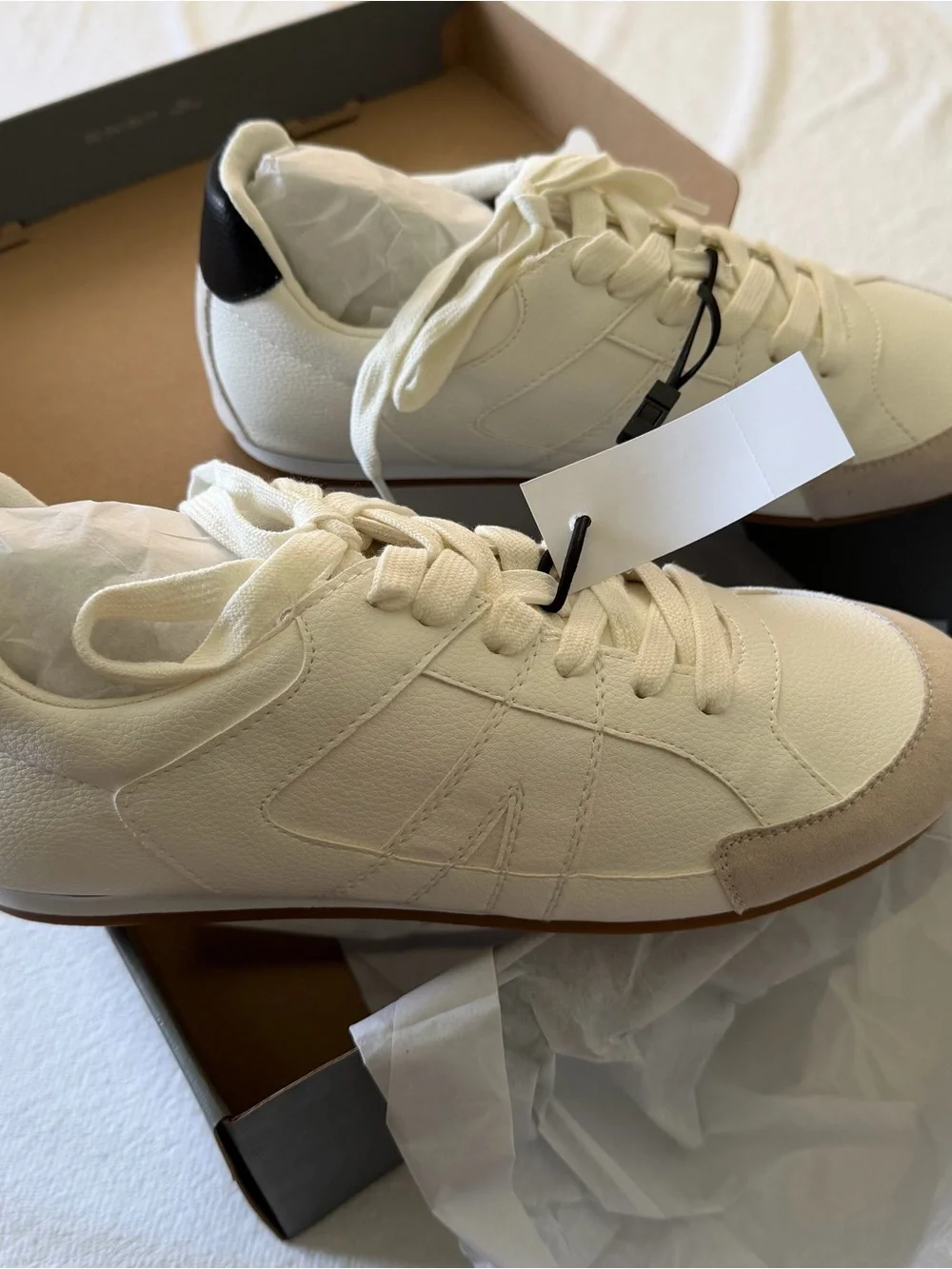 LOFT Size 9.5 Cream Retro Sneakers Gum Sole Suede Detail NWT